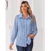 Zeagoo Blouse for Women Dressy Long Sleeve Button Down Shirts Business Casual Outfit Lightweight Solid/Printed Tops(Stripes Blue 273)