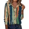 Zeagoo Blouse for Women Dressy Long Sleeve Button Down Shirts Business Casual Outfit Lightweight Solid/Printed Tops(Stripes Multicolor 289)