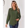 Zeagoo Blouse for Women Dressy Long Sleeve Button Down Shirts Business Casual Outfit Lightweight Solid/Printed Tops(Z Army Green)