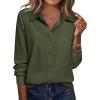 Zeagoo Blouse for Women Dressy Long Sleeve Button Down Shirts Business Casual Outfit Lightweight Solid/Printed Tops(Z Army Green)