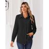 Zeagoo Blouse for Women Dressy Long Sleeve Button Down Shirts Business Casual Outfit Lightweight Solid/Printed Tops(Z Black)