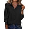 Zeagoo Blouse for Women Dressy Long Sleeve Button Down Shirts Business Casual Outfit Lightweight Solid/Printed Tops(Z Black)