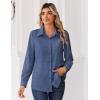 Zeagoo Blouse for Women Dressy Long Sleeve Button Down Shirts Business Casual Outfit Lightweight Solid/Printed Tops(Z Denim Blue)