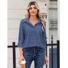 Zeagoo Blouse for Women Dressy Long Sleeve Button Down Shirts Business Casual Outfit Lightweight Solid/Printed Tops(Z Denim Blue)