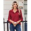 Zeagoo Blouse for Women Dressy Long Sleeve Button Down Shirts Business Casual Outfit Lightweight Solid/Printed Tops(Z Red)