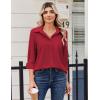 Zeagoo Blouse for Women Dressy Long Sleeve Button Down Shirts Business Casual Outfit Lightweight Solid/Printed Tops(Z Red)