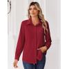 Zeagoo Blouse for Women Dressy Long Sleeve Button Down Shirts Business Casual Outfit Lightweight Solid/Printed Tops(Z Red)