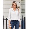 Zeagoo Blouse for Women Dressy Long Sleeve Button Down Shirts Business Casual Outfit Lightweight Solid/Printed Tops(Z White)