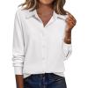 Zeagoo Blouse for Women Dressy Long Sleeve Button Down Shirts Business Casual Outfit Lightweight Solid/Printed Tops(Z White)