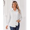 Zeagoo Blouse for Women Dressy Long Sleeve Button Down Shirts Business Casual Outfit Lightweight Solid/Printed Tops(Z White)