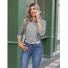 Zeagoo Button Down Shirts for Women Wrinkle Free Long Sleeve Collared Dress Blouses Casual Work Office Tunics Tops(Black Striped)