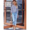Zeagoo Button Down Shirts for Women Wrinkle Free Long Sleeve Collared Dress Blouses Casual Work Office Tunics Tops(Blue Striped)