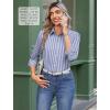 Zeagoo Button Down Shirts for Women Wrinkle Free Long Sleeve Collared Dress Blouses Casual Work Office Tunics Tops(Blue Striped)