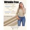 Zeagoo Button Down Shirts for Women Wrinkle Free Long Sleeve Collared Dress Blouses Casual Work Office Tunics Tops(Khaki)
