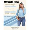 Zeagoo Button Down Shirts for Women Wrinkle Free Long Sleeve Collared Dress Blouses Casual Work Office Tunics Tops(Light Blue)