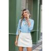 Zeagoo Button Down Shirts for Women Wrinkle Free Long Sleeve Collared Dress Blouses Casual Work Office Tunics Tops(Light Blue)