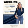 Zeagoo Button Down Shirts for Women Wrinkle Free Long Sleeve Collared Dress Blouses Casual Work Office Tunics Tops(Navy Blue)