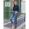 Zeagoo Button Down Shirts for Women Wrinkle Free Long Sleeve Collared Dress Blouses Casual Work Office Tunics Tops(Navy Blue)