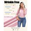 Zeagoo Button Down Shirts for Women Wrinkle Free Long Sleeve Collared Dress Blouses Casual Work Office Tunics Tops(Pink)