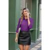 Zeagoo Button Down Shirts for Women Wrinkle Free Long Sleeve Collared Dress Blouses Casual Work Office Tunics Tops(Purple)