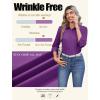 Zeagoo Button Down Shirts for Women Wrinkle Free Long Sleeve Collared Dress Blouses Casual Work Office Tunics Tops(Purple)