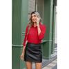 Zeagoo Button Down Shirts for Women Wrinkle Free Long Sleeve Collared Dress Blouses Casual Work Office Tunics Tops(Red)