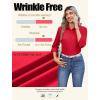 Zeagoo Button Down Shirts for Women Wrinkle Free Long Sleeve Collared Dress Blouses Casual Work Office Tunics Tops(Red)