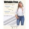 Zeagoo Button Down Shirts for Women Wrinkle Free Long Sleeve Collared Dress Blouses Casual Work Office Tunics Tops(White)
