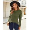 Zeagoo Fall Tops for Women Long Sleeve Shirts Casual Cotton Blouses 2025 Dressy Pleated Tunics(Army Green)