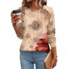 Zeagoo Fall Tops for Women Long Sleeve Shirts Casual Cotton Blouses 2025 Dressy Pleated Tunics(Beige Floral)