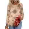Zeagoo Fall Tops for Women Long Sleeve Shirts Casual Cotton Blouses 2025 Dressy Pleated Tunics(Beige Floral)