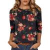 Zeagoo Fall Tops for Women Long Sleeve Shirts Casual Cotton Blouses 2025 Dressy Pleated Tunics(Black Floral)