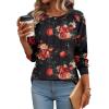 Zeagoo Fall Tops for Women Long Sleeve Shirts Casual Cotton Blouses 2025 Dressy Pleated Tunics(Black Floral)