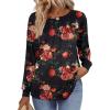 Zeagoo Fall Tops for Women Long Sleeve Shirts Casual Cotton Blouses 2025 Dressy Pleated Tunics(Black Floral)