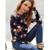 Zeagoo Fall Tops for Women Long Sleeve Shirts Casual Cotton Blouses 2025 Dressy Pleated Tunics(Black Floral)