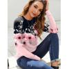 Zeagoo Fall Tops for Women Long Sleeve Shirts Casual Cotton Blouses 2025 Dressy Pleated Tunics(Black&pink)