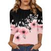 Zeagoo Fall Tops for Women Long Sleeve Shirts Casual Cotton Blouses 2025 Dressy Pleated Tunics(Black&pink)