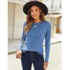 Zeagoo Fall Tops for Women Long Sleeve Shirts Casual Cotton Blouses 2025 Dressy Pleated Tunics(Blue)