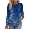 Zeagoo Fall Tops for Women Long Sleeve Shirts Casual Cotton Blouses 2025 Dressy Pleated Tunics(Blue Floral)