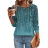 Zeagoo Fall Tops for Women Long Sleeve Shirts Casual Cotton Blouses 2025 Dressy Pleated Tunics(Blue Green)