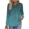 Zeagoo Fall Tops for Women Long Sleeve Shirts Casual Cotton Blouses 2025 Dressy Pleated Tunics(Blue Green)