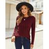 Zeagoo Fall Tops for Women Long Sleeve Shirts Casual Cotton Blouses 2025 Dressy Pleated Tunics(Burgundy)