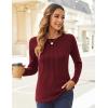 Zeagoo Fall Tops for Women Long Sleeve Shirts Casual Cotton Blouses 2025 Dressy Pleated Tunics(Burgundy)