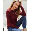 Zeagoo Fall Tops for Women Long Sleeve Shirts Casual Cotton Blouses 2025 Dressy Pleated Tunics(Burgundy)