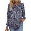 Zeagoo Fall Tops for Women Long Sleeve Shirts Casual Cotton Blouses 2025 Dressy Pleated Tunics(Chic Print 01)