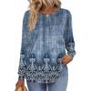 Zeagoo Fall Tops for Women Long Sleeve Shirts Casual Cotton Blouses 2025 Dressy Pleated Tunics(Chic Print 02)
