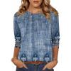 Zeagoo Fall Tops for Women Long Sleeve Shirts Casual Cotton Blouses 2025 Dressy Pleated Tunics(Chic Print 02)