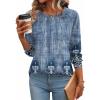Zeagoo Fall Tops for Women Long Sleeve Shirts Casual Cotton Blouses 2025 Dressy Pleated Tunics(Chic Print 02)