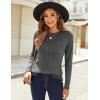 Zeagoo Fall Tops for Women Long Sleeve Shirts Casual Cotton Blouses 2025 Dressy Pleated Tunics(Dark Grey)
