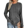 Zeagoo Fall Tops for Women Long Sleeve Shirts Casual Cotton Blouses 2025 Dressy Pleated Tunics(Dark Grey)